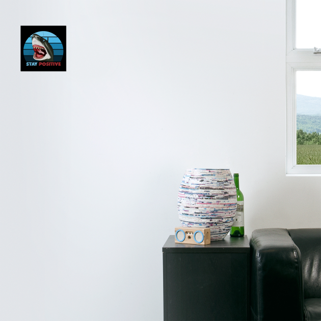 Funny Shark, Stay Positive, Motivational Thumbs Up by logiamerch